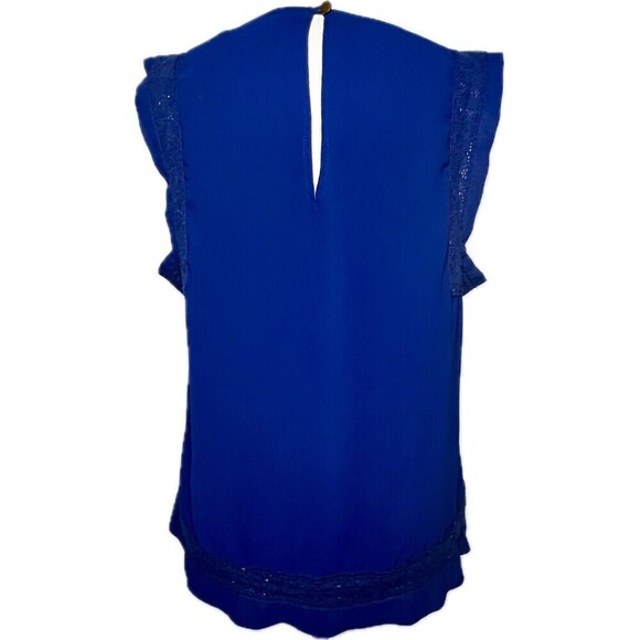 Naked Zebra Royal Blue Top W/ Embroidery & Lace Details, Key Hole Closure, Large - Picture 2 of 13
